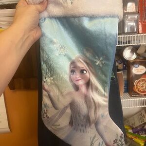 Frozen Holiday Stocking with Blue and White Design